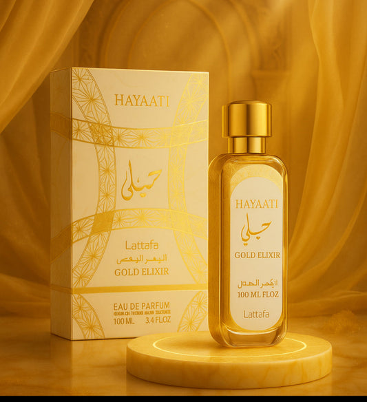 Hayati Gold Elixir by Lattafa – Eau de Parfum 100ml (هَيَاتِي جولد إكسير من لطافة – أو دو بارفان 100 مل)